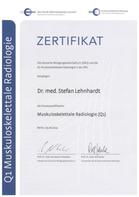 Zertifikat MSK Dr. Lehnhardt